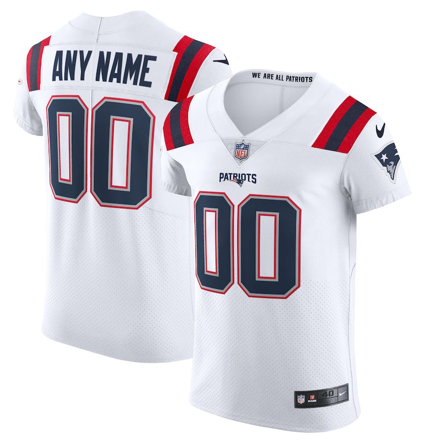 Men New England Patriots Nike White Vapor Elite Custom NFL Jersey->customized nfl jersey->Custom Jersey
